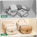 2 Pack Acrylic Purse Organizer for Closet, 8-Slot Bag & Purse Organizer, No Assembly, Clear Handbag Storage Shelf .for Shelf Divider Handbags, Clothes, Sweater