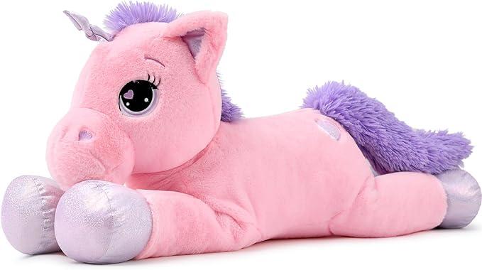 Lanmore Unicorn Stuffed Animal Giant 31" Stuffed Unicorn Plush Pillow, Christmas Birthday Gift for Girls Kids Girlfriend, Pink