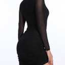 Lingswallow Sexy Long Sleeve Mini Cocktail Dress Short Bodycon Ruched Party Dresses Square Neck Mesh Sleeve Club Dress Semi Formal Date Night Dresses with Floral or Leopard Print Options (M)