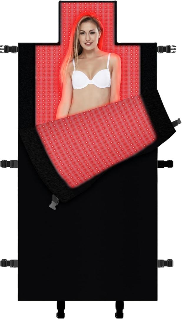 2025 New 73''x 33'' Dual Wave LED Beads 660nm & 850nm Red Light Therapy Mat Full Body Used to Relieve Pain Health Personal Care (Black)