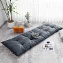 HOMBYS Floor Lounger Pillow Foldable and Tufted Design Long Floor Cushion for Yoga, Reading, Sleeping, Meditation, Elastic Band for Roll Up and Easy Storage, Machine Washable, Dark Grey, 74"x27"