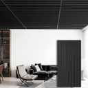 Ceiling Panel 2x4 Feet, PVC Decorative Ceiling Covering Panel, 3D Striped Wall Panel Indoor Wall Decoration, 6 Pcs Pack Waterproof Ceiling Panel for Office/Kitchen/Recording Studio,Black