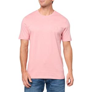 BOSS Men's Tonal Woven Patch Logo Jersey T-Shirt (Pink, XL)