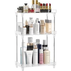 Multi-Functional Plastic Shelf, 3-Tier, Anti-Slip, Easy Assembly, 30cm x 30cm x 10cm, Ideal for Organizing Cosmetics, Perfumes, Soaps, Lotions, and More