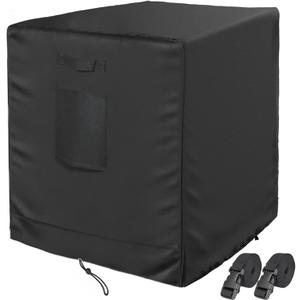 Central Air Conditioner Cover for Outside Units, AC Covers for Outside Winter with 2 Straps, Waterproof Cover Fit up to 24x24x30 inchs (Black)