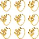 KPOSIYA Set of 20 Leaf Napkin Rings Metal Gold Napkin Holder Table Napkin Rings for Dinning Table Parties Everyday (Ye Zi-Gold 20)