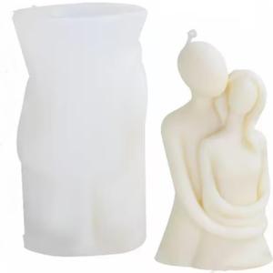 3D Couple Silicone Candle Mold, 12cm Height, Decorative Romantic Design with Mold, White