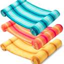 Sloosh Pack of 3 4-in-1 Inflatable Pool Floats - Water Hammock Lounges, Multi-Purpose Swimming Pool Accessories (Saddle, Lounge Chair, Drifter) for Pool, Lake, Outdoor, Beach (Cyan/Orange/Red)