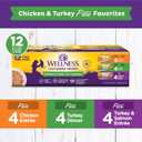 Wellness Complete Health Pate Variety Pack Adult Canned Wet Cat Food, Natural, Protein Rich, Grain Free, Chicken and Turkey Favorites, 5.5 oz, Pack of 12 Cans