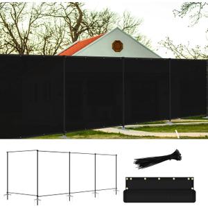 6'x24' Outdoor Privacy Fence with Iron Poles Rails Dog Fence for Garden Patio Backyard Yard Temporary Safety Barrier Chicken Metal Fence with Spikes, Black