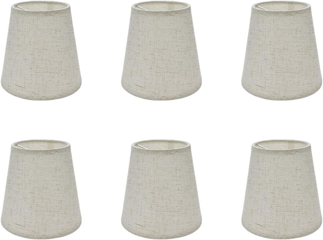 6Pcs Handmade Chandelier Shades,Linen Clip On Lamp Shades,Small Lamp Shade Set of 6 for Chandelier Lampshade,Light Cross linen