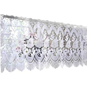 Fine Lady White Victorian Lace Flower Curtain Valance Crochet French Country Window Treatment Decorative Home Goods 52 inch by 11.8 inch (One Panel, 52" W x 11.8" L)