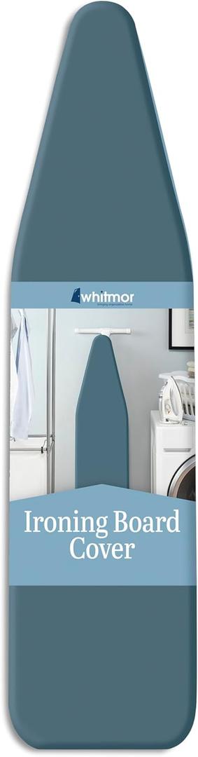 Whitmor Deluxe Ironing Board Cover and Pad, 100% Cotton Iron Board Replacement Cover with Heat-Resistant Surface, Fit for 54" L x 15" W Ironing Boards, (Ironing board not included) - Blue