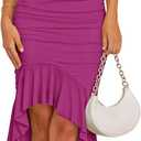 ZESICA Women's 2025 Summer Ruched Bodycon Dress Sleeveless Backless Ruffle Mermaid Cocktail Wedding Party Dresses (Eggplant), S