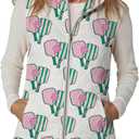 SHESHOW Women's Cropped Puffer Vests Casual Style Pickleball Sleeveless Bubble White Quilted Puffer Gilet L