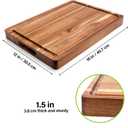 Acacia Wood Cutting Board for Kitchen, 1.5 Thick Chopping Board with Juice Groove, Sorting Compartment Charcuterie Board, 16x12x1.5 Inch Butcher Block