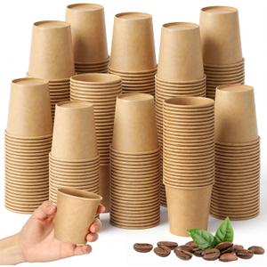 100 Pack 6oz Mini Coffee Cups Disposable Paper Cups Hot or Cold Beverage Cup Mouthwash Cup Drinking for Coffee Water Tea Juice Espresso for Home Office Party Picnic (Kraft)