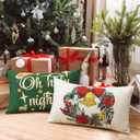 Artscope Christmas Oh Holy Night Merry Bright Jesus Wreath Throw Pillow Covers 12x20 Inch Set of 4, Winter Hoilday Christmas Decoration Pillow Cases for Home Sofa Couch Decor-Green