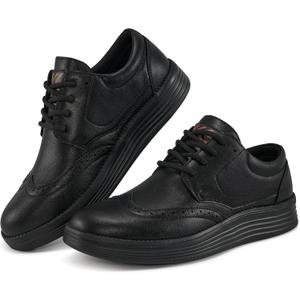 Mens Oxford Dress Shoes: Black 11 Comfortable PU Leather Business Casual Shoe for Office Work (Black)