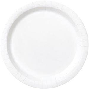 White Solid Round Dessert Paper Plates - 7" (20 Pcs) - Vibrant Party Plates for Appetizing Treats - Perfect for Birthdays & Events 2 Pack