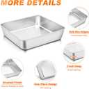 TeamFar Square Cake Pan, 6/8 / 9 Inch Stainless Steel Square Baking Pan for Cake Brownie Lasagna, Non-Toxic & Heavy Duty, One Piece Design & Deep Wall, Smooth & Dishwasher Safe Set of 3