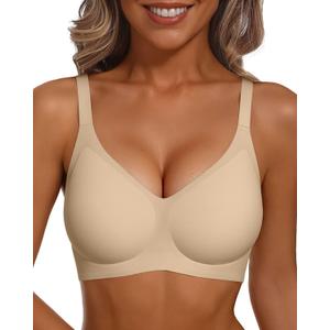 Vertvie Jelly Racerback Bras for Women Wireless Push Up Bra Seamless Supportive Full Coverage Convertible T-Shirt Bralettes S