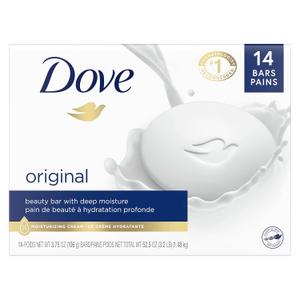 Dove Beauty Bar Gentle Skin Cleanser Moisturizing for Gentle Soft Skin Care Original Made With 1/4 Moisturizing Cream 3.75 oz, 14 Bars (3.75 Ounce (Pack of 14))