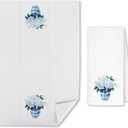 Blue Hydrangea Printed Towel 16x24 Inch - Decorative Hand & Dish Towel with Porcelain Vase Pattern, Kitchen Bath Decor, Housewarming Gift