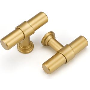 LONTAN 10 Pack Gold Cabinet Knobs Matte Gold Kitchen Cabinet Knobs for Dresser Drawers Brushed Gold T-bar Hardware for Dresser Bathroom