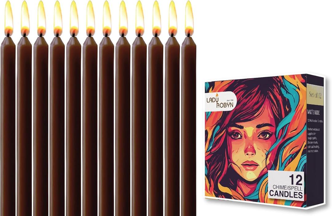 Box of 12 Brown Candles | 4 inches Tall & 3/4 inch Diameter | Supplies for Your Personal Altar & Intentions | Room Decor | Taper Candlesticks