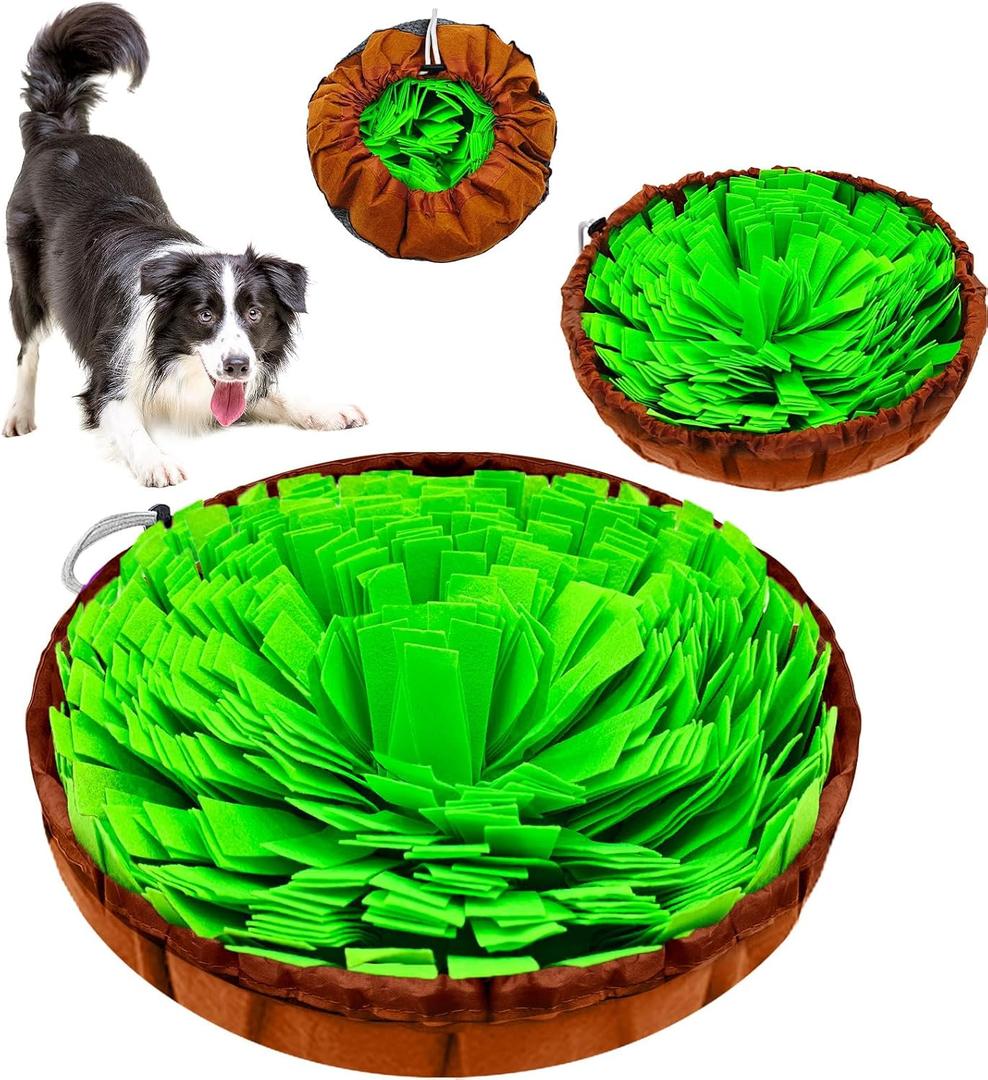 Snuffle Mat for Dogs 19"x19", Adjustable Dog Slow Feeder Bowl, Interactive Dog Enrichment Puzzle Toys, Foraging Sniff Treat Mat Mental Stimulation for Puppy Small Medium Large Breed Dogs Cats