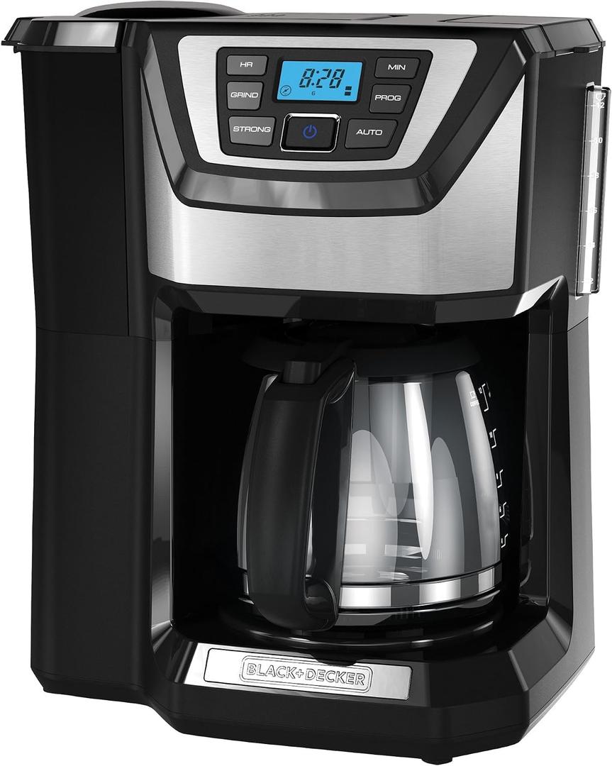 Black and Decker BLACK+DECKER 12-Cup Mill and Brew Coffeemaker, Black, CM5000B
