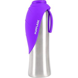 PupFlask Large Dog Water Bottle | 27 or 40 OZ Stainless Steel | Convenient Dog Drink Dispenser | Puppy Travel Water Bowl | Portable Pet Hydration Bottle | Leak Proof | Perfect Size For All Breeds (40 Ounce, Ultra Violet)