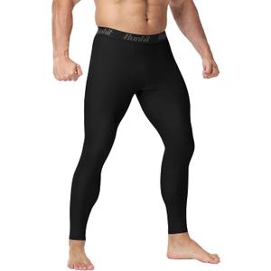 Runhit Men's BJJ Rash Guard Jiu Jitsu Compression Spats Pants No Gi MMA Leggings Martial Arts Sports Tights Base Layer (Medium, Black)