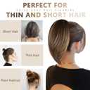 10 Inch Short Ponytail Extension - Clip in Ponytail Hair Extensions, Straight Pony Tails Hair Extensions, Synthetic Claw Clip Ponytail Extension for Women (Color: Light Brown Mixed Blonde)