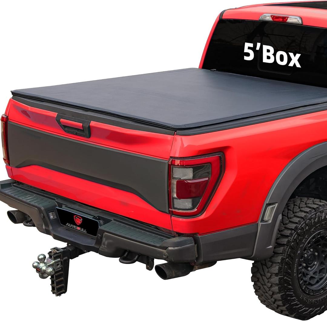 Soft Tri Fold Tonneau Cover Compatible with 2016-2025 Toyota Tacoma 5ft Bed (60.5"), Vinly Top Alloy Steel Structure