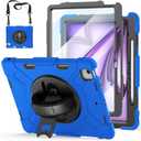 Case for iPad Air 13 Inch M4/M3/M2 (2026/2025/2024): Silicone Shockproof Case with Screen Protector - Stand - Handle - Shoulder Strap - Pen Holder- Blue