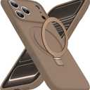 Compatible with iPhone 17 Pro Max Case with Magnetic Invisible Stand Compatible with Mag-Safe Military Drop Tested Shockproof Silicone iPhone 17 Pro Max Phone Cases for Women Men 6.9"Brown