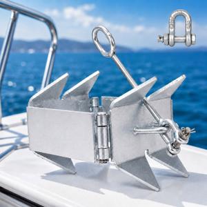 Box Boat Anchor, Galvanized Folding Boat Anchor, Double Sided Slide Anchor for Pontoon Fishing and Cabin Cruiser