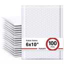 Fuxury Bubble Mailer 6x10" 100 Pack White Bubble Mailers Usable Size 6x9" Self Seal Padded Mailing Envelopes Opaque Bubble Padded Mailer for Small Business Mailing Jewelry Makeup Small Items