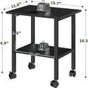 2 Tier Printer Stand with Storage, Under Desk Printer Table, Space-Saving Printer Table with Locking Wheels, Rolling Printer Cart for Home Office, Black