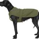 Kuoser Canvas Dog Coat, Warm Dog Jacket Reflective Fleece Pet Cold Weather Coat, Warm Doggie Clothes Waterproof Winter Vest with Zipper Leash Hole for Small Medium Large Dogs, Army Green 3XL (Xxx-large (Pack of 1))