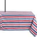 DII Patriotic Stripes Zippered Tabletop Collection, Stain Resistant & Waterproof, Tablecloth, 60x120, Red, White, & Blue