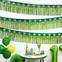 Mega-L St Patricks Day Decorations 2 Pack 39Ft Foil Fringe Garland Tinsel Banner, Green Gold Shamrock Pattern Metallic Hanging Backdrop Streamers Table Skirts for Birthday Party Parade Float Golf Cart