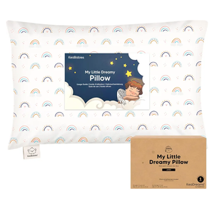 Toddler Pillow with Pillowcase, Jumbo 14X20 - Soft Organic Cotton Toddler Pillows for Sleeping - Machine Washable - Perfect for Travel, Toddler Bed Set (Jolly Rainbow)