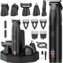 Bomxin Beard Trimmer for Men 6 in 1 Cordless Waterproof Electric Hair Clippers Mustache Body Face Trimmer All in One Grooming Kit with LED Display USB Rechargeable