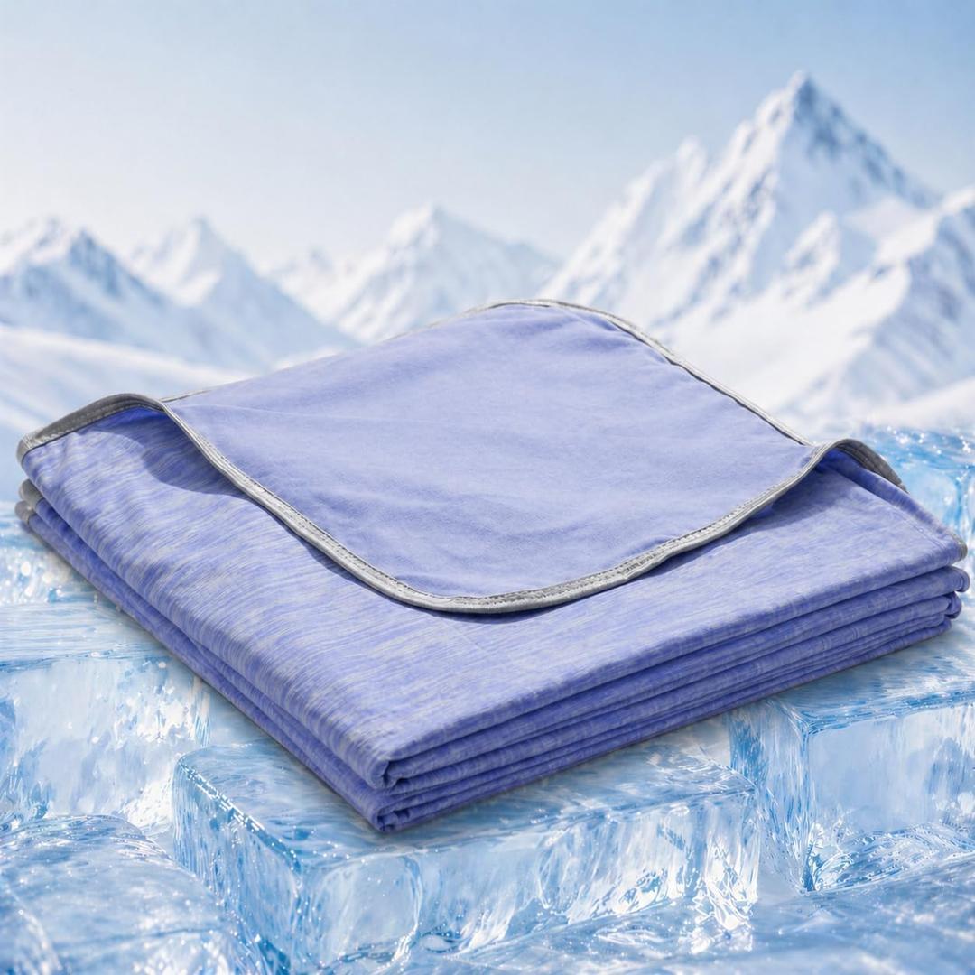 Queen Size Cooling Blanket for Hot Sleepers - Lightweight Breathable Cool Cold Blanket - Keep Cool for Night Sweats, Soft Thin Ice Blankets for Bed Couch Sofa, (Purple, 90"x90")