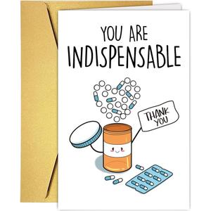 4 x Nurse Day Cards, Cute Thank You Card for Doctor Nurse Pharmacy, Lovely Doctor DR Day Card, Funny Appreciation Cards for Men Women, Medical Staff Appreciate Gift