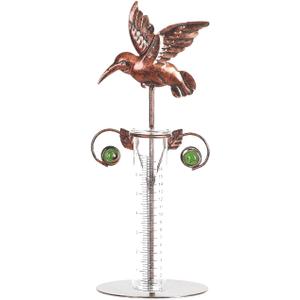 Topadorn Rain Gauge Outdoor, Accurate Glass Tube with Metal Stand, 7 inch Hummingbird Rain Gauge for Lawn, Deck, Yard and Garden