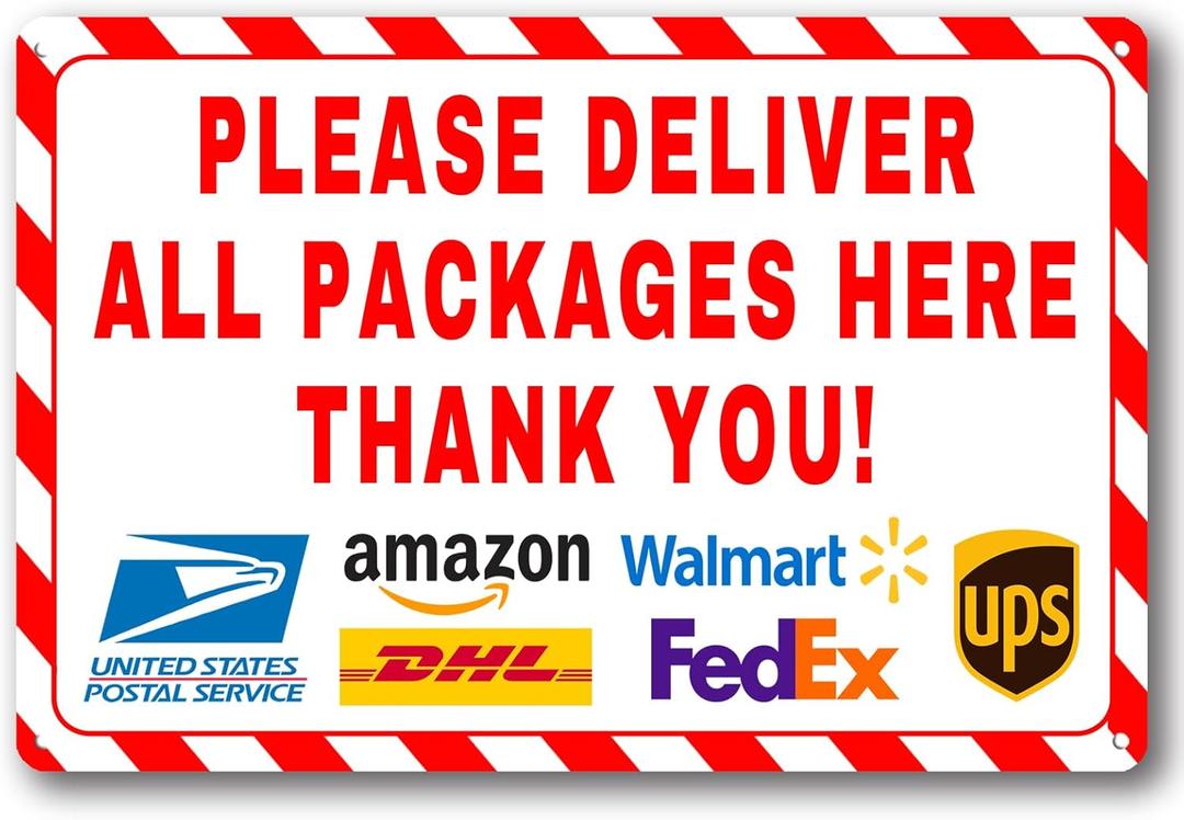 2 x Delivery Here Sign For Home Plsase Deliver All Packages Here Thank You! House Yard Front Door Outdoor Home Decor